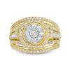 Thumbnail Image 5 of 1 CT. T.W. Composite Diamond Double Frame Multi-Row Vintage-Style Engagement Ring in 10K  Gold
