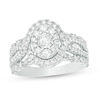 Thumbnail Image 1 of 1 CT. T.W. Diamond Oval Frame Bypass Engagement Ring in 14K White Gold