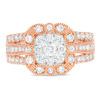 Thumbnail Image 4 of 1-1/4 CT. T.W. Diamond Scallop Cushion Frame Multi-Row Vintage-Style Engagement Ring in 14K Rose Gold