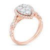Thumbnail Image 2 of 1-1/2 CT. T.W. Composite Diamond Pear-Shaped Frame Twist Engagement Ring in 14K Two-Tone Gold