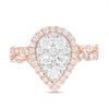 Thumbnail Image 4 of 1-1/2 CT. T.W. Composite Diamond Pear-Shaped Frame Twist Engagement Ring in 14K Two-Tone Gold