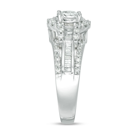 1 CT. T.w. Diamond Frame Multi-Row Engagement Ring in 10K White Gold