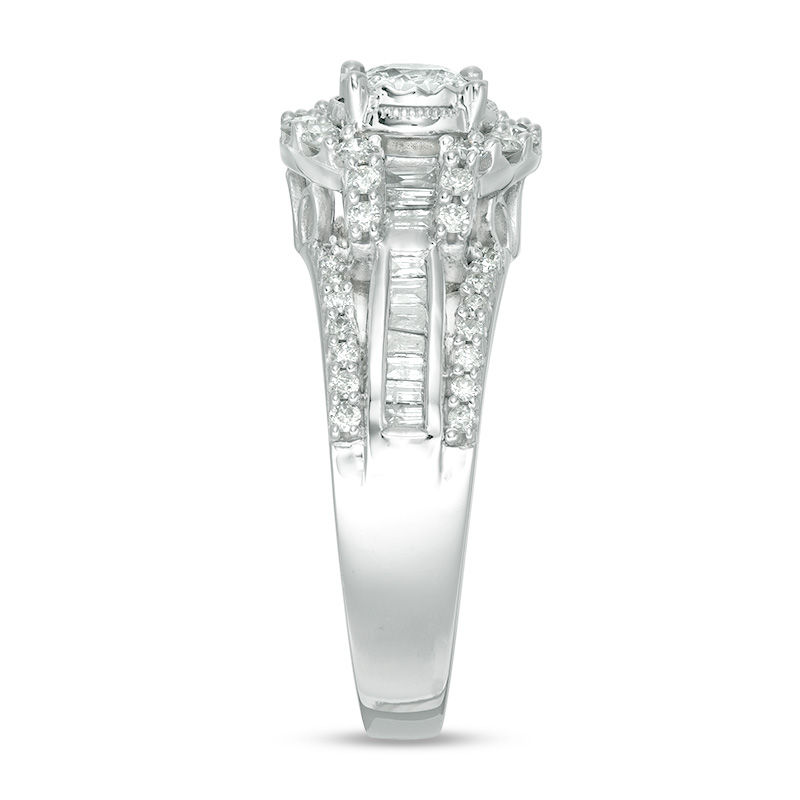 Main Image 4 of 1 CT. T.W. Diamond Frame Multi-Row Engagement Ring in 10K White Gold