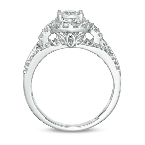 1 CT. T.w. Diamond Frame Multi-Row Engagement Ring in 10K White Gold