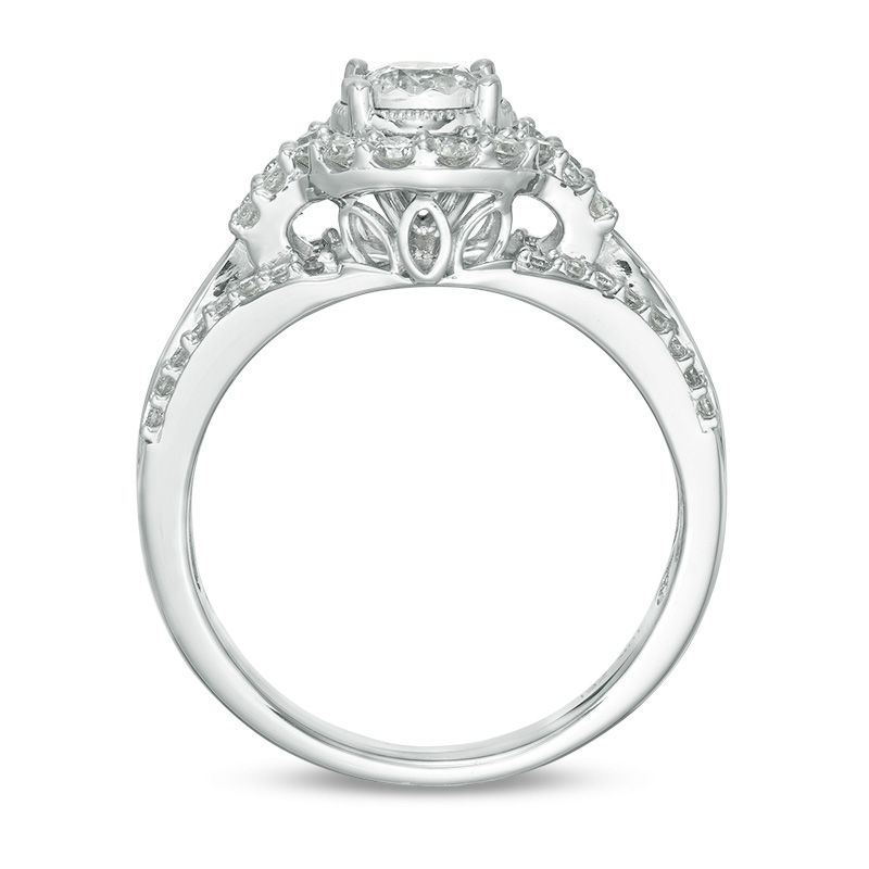 Main Image 5 of 1 CT. T.W. Diamond Frame Multi-Row Engagement Ring in 10K White Gold