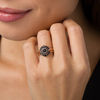 Thumbnail Image 1 of 5.0mm Onyx Shadow Frame Three Ring Bridal Set in Sterling Silver with 14K Rose Gold Plate