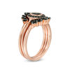Thumbnail Image 2 of 5.0mm Onyx Shadow Frame Three Ring Bridal Set in Sterling Silver with 14K Rose Gold Plate