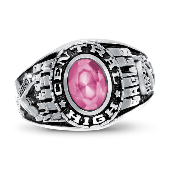Ladies' Oval Birthstone High School Class Ring by ArtCarved (1 Stone)