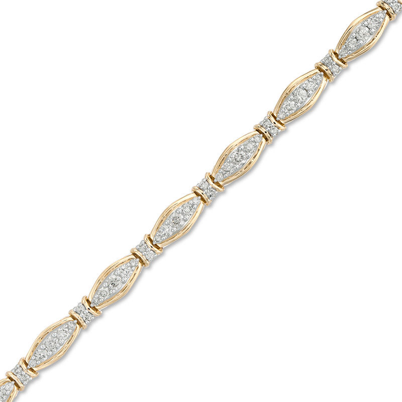 Main Image 1 of 2 CT. T.W. Diamond Alternating Links Bracelet in 10K Gold