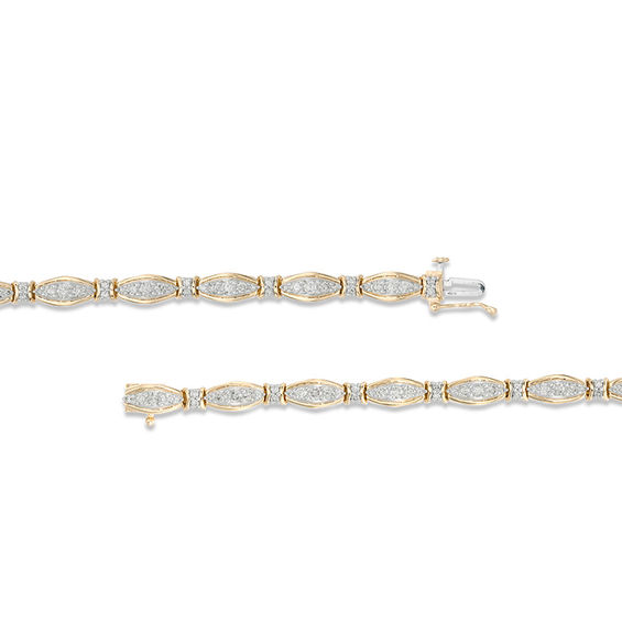 2 CT. T.w. Diamond Alternating Links Bracelet in 10K Gold