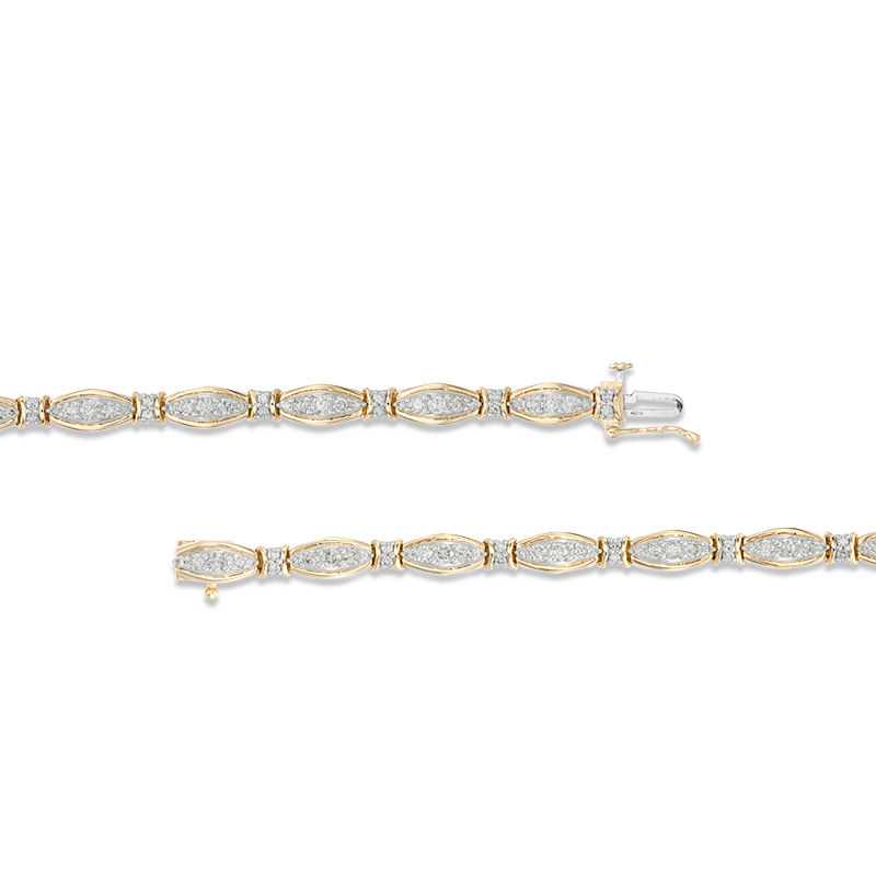 Main Image 3 of 2 CT. T.W. Diamond Alternating Links Bracelet in 10K Gold
