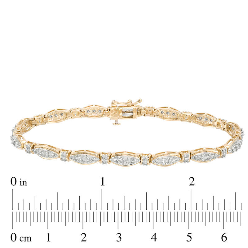Main Image 4 of 2 CT. T.W. Diamond Alternating Links Bracelet in 10K Gold