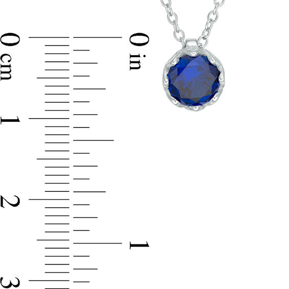 7.0mm Lab-Created Blue Sapphire Solitaire Floral Pendant in Sterling Silver - 19.5" 7.0mm Lab-Created Blue Sapphire Solitaire Floral Pendant in Sterling Silver - 19.5"