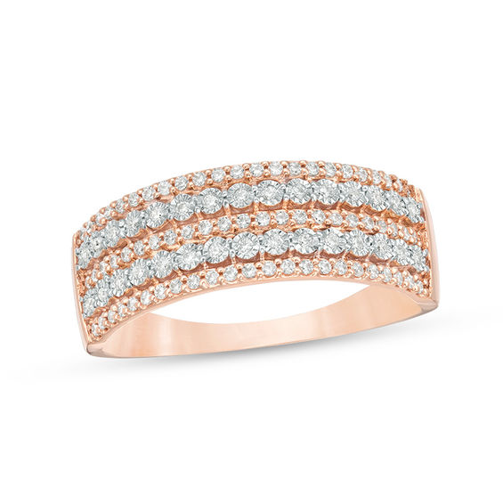 1 4 Ct T W Diamond Multi Row Anniversary Ring In 10k Two Tone Gold T W Diamond Multi Row Anniversary Ring In 10k Two