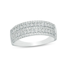 Wedding Bands Zales 1 4 Ct T W Diamond Multi Row Anniversary Ring In 10k White Gold