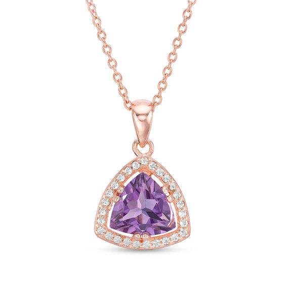Sterling Silver Trillion Amethyst And White Topaz Pendant Sterling Silver Trillion Amethyst And White Topaz Pendant