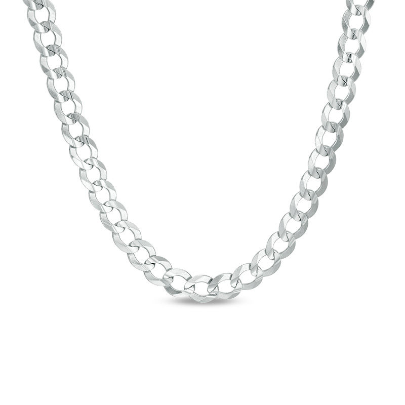 Men's 5.7mm Curb Chain Necklace in Hollow 14K White Gold - 22"