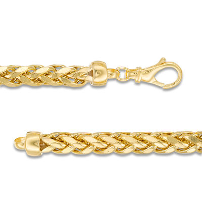 5mm Diamond Cut Franco, 14K Gold Chain Men’s, Solid Gold Necklace 22 Inches / Lion & Snake Clasp