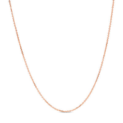 14k Adjustable Cable Chain Necklace 22 Inch in Rose Gold White Gold Yellow Gold and 0.9mm 