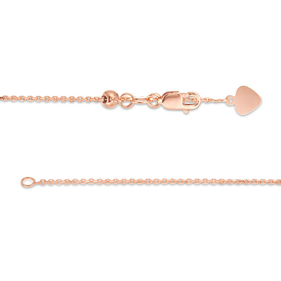Ladies' 0.9mm Adjustable Cable Chain Necklace in 14K Rose Gold - 22"