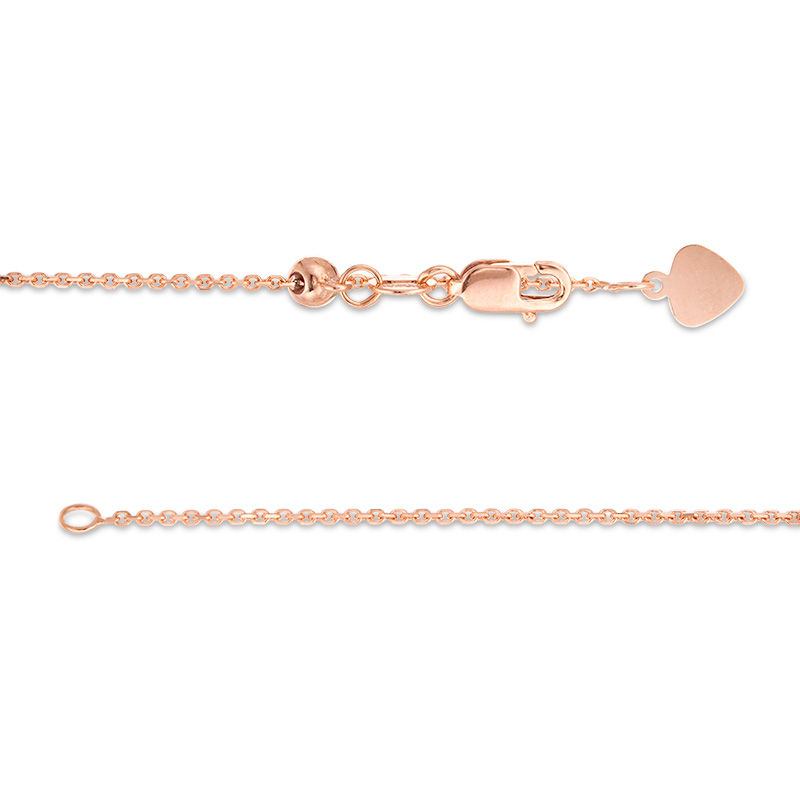 Ladies' 0.9mm Adjustable Cable Chain Necklace in 14K Rose Gold - 22"