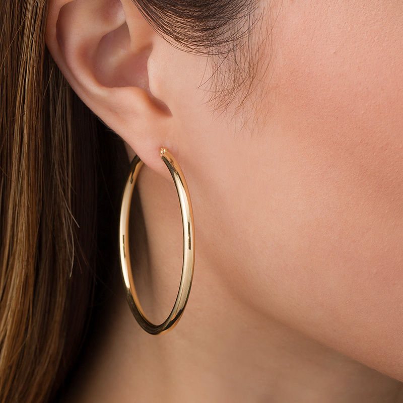 3.0 x 50.0mm Hoop Earrings in 14K Gold