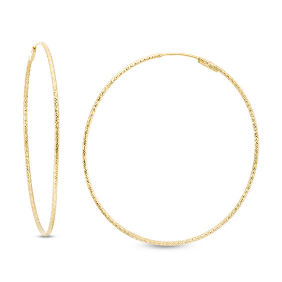 50.0mm Textured Hoop Earrings in 14K Gold