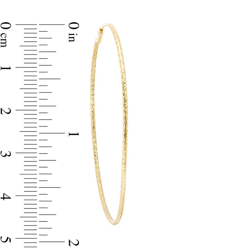 Main Image 2 of 50.0mm Textured Hoop Earrings in 14K Gold
