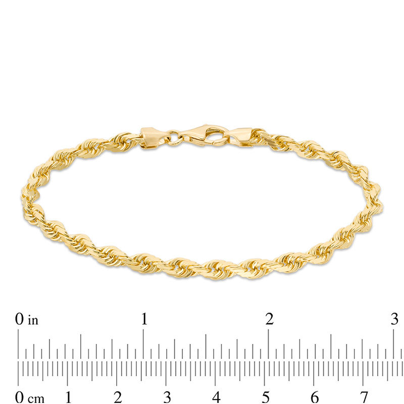 Men's 5.0mm Glitter Rope Chain Bracelet in Solid 14K Gold - 8.0"