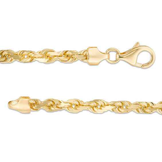 5.0mm Glitter Rope Chain Bracelet in Solid 14K Gold - 8.0"