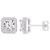 Thumbnail Image 1 of 1/20 CT. T.W. Diamond Beaded Octagon Frame Vintage-Style Stud Earrings in Sterling Silver