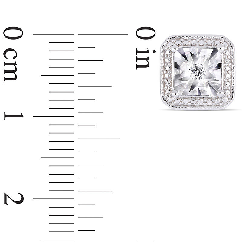 Main Image 2 of 1/20 CT. T.W. Diamond Beaded Octagon Frame Vintage-Style Stud Earrings in Sterling Silver
