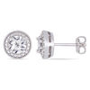 Thumbnail Image 1 of Men's 1/20 CT. T.W. Diamond Beaded Frame Vintage-Style Stud Earrings in Sterling Silver