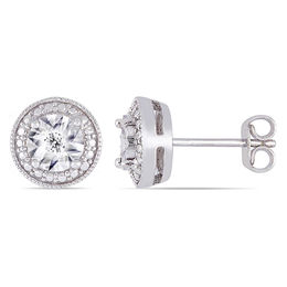 1/20 CT. T.W. Diamond Beaded Frame Vintage-Style Stud Earrings in Sterling Silver