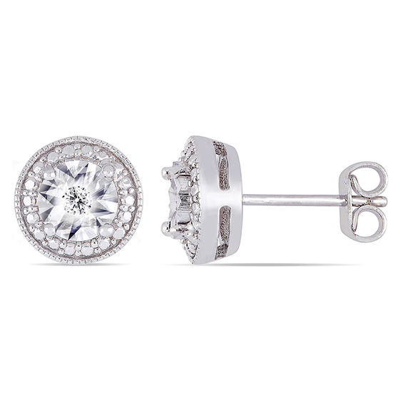 1/20 CT. T.w. Diamond Beaded Frame Vintage-Style Stud Earrings in Sterling Silver