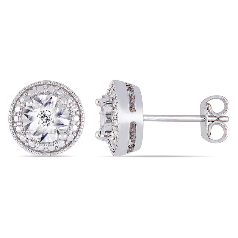Main Image 1 of Men's 1/20 CT. T.W. Diamond Beaded Frame Vintage-Style Stud Earrings in Sterling Silver