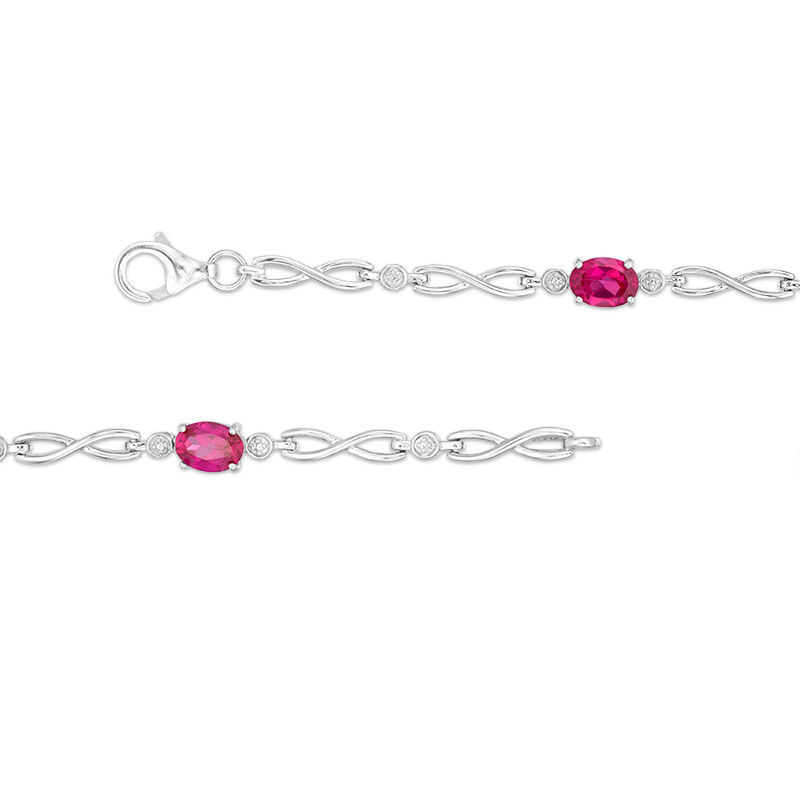 Oval Lab-Created Ruby Infinity Link Bracelet in Sterling Silver - 7.5"