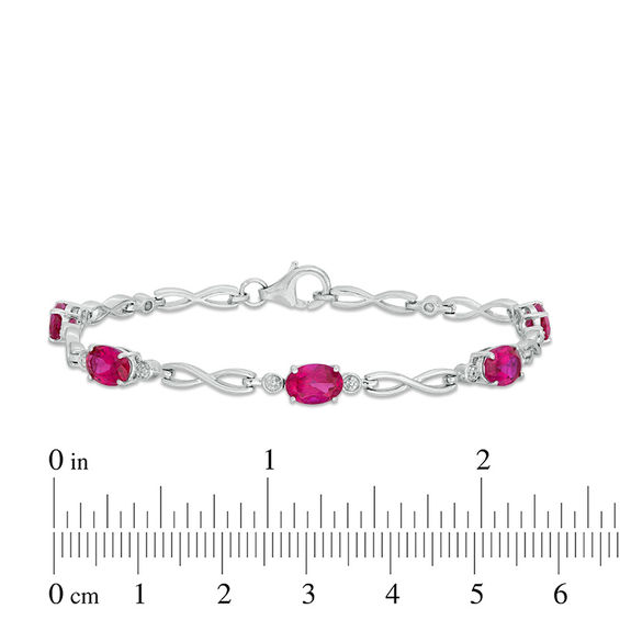 Oval Lab-Created Ruby Infinity Link Bracelet in Sterling Silver - 7.5"