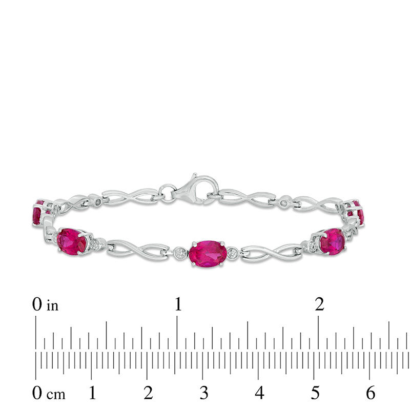 Oval Lab-Created Ruby Infinity Link Bracelet in Sterling Silver - 7.5"