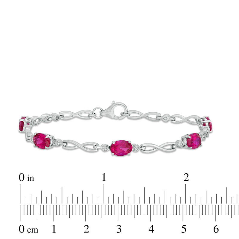 Main Image 3 of Oval Lab-Created Ruby Infinity Link Bracelet in Sterling Silver - 7.5"