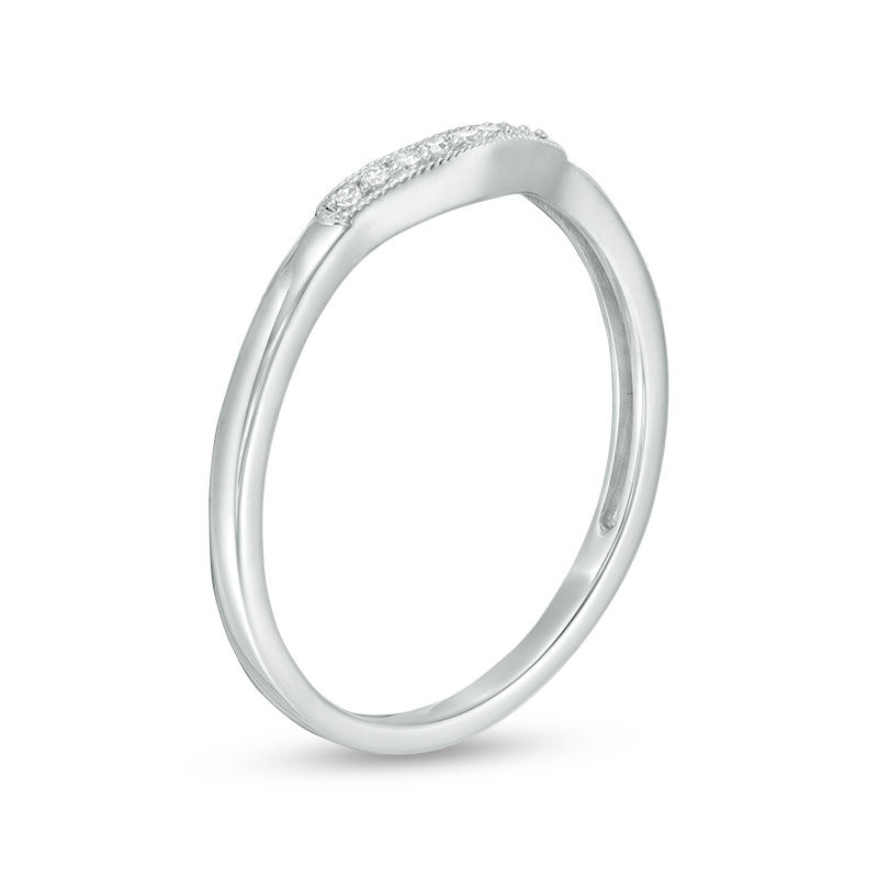 Diamond Accent Vintage-Style Contour Anniversary Band in 10K White Gold