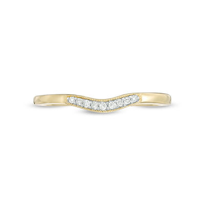 Diamond Accent Vintage-Style Contour Anniversary Band in 10K Gold
