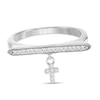 1/10 CT. T.W. Diamond Cross Dangle Bar Ring in 10K White Gold - Size 7