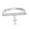 Thumbnail Image 0 of 1/10 CT. T.W. Diamond Cross Dangle Bar Ring in 10K White Gold - Size 7