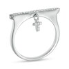 Thumbnail Image 1 of 1/10 CT. T.W. Diamond Cross Dangle Bar Ring in 10K White Gold - Size 7