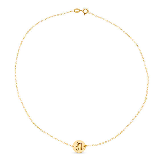 Engravable Initial Disc Choker Necklace (1 Initial) - 14"