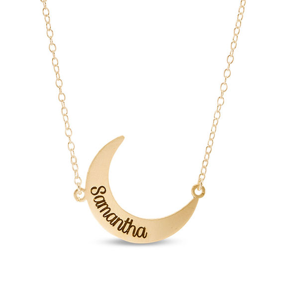 Personalized Necklace 14K Gold Name Necklace Necklace with Name Bridesmaid Gift Moon Necklace Gold Moon Necklace