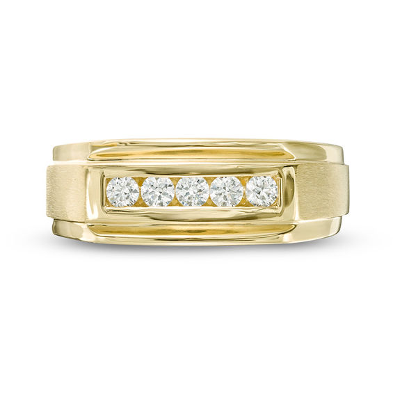 1/4 CT. T.w. Diamond Five Stone Step Edge Wedding Band in 10K Gold