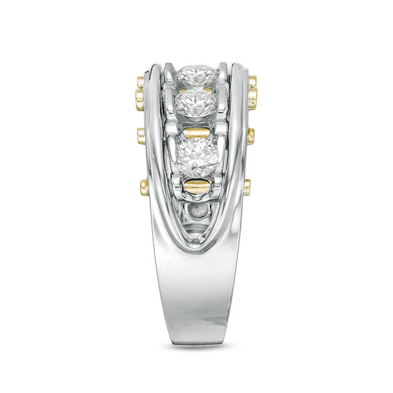 1 CT. T.w. Diamond Five Stone Riveted Wedding Band in 14K Two-Tone Gold