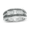 Thumbnail Image 1 of Men's 1 CT. T.W. Square-Cut Diamond Five Stone Wedding Band in 14K White Gold with Black Rhodium